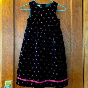 Black velvet dress with floral print, Talbots kids size 6